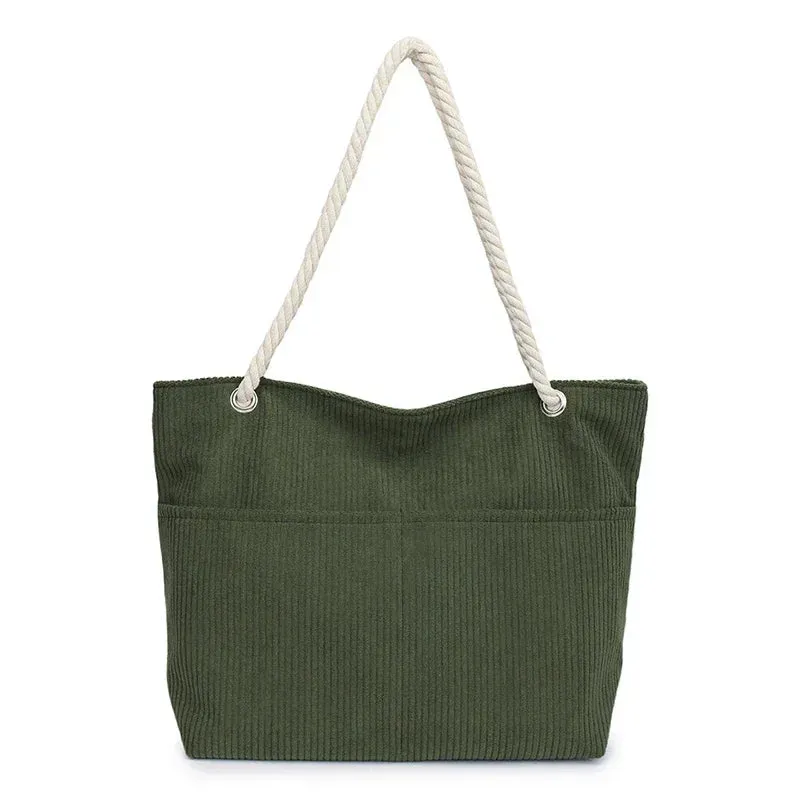 🌟 Cuddly Corduroy Tote 💖 - Trendy & Soft Women's Shoulder Bag with Zipper for Everyday Adventures! 👜✨