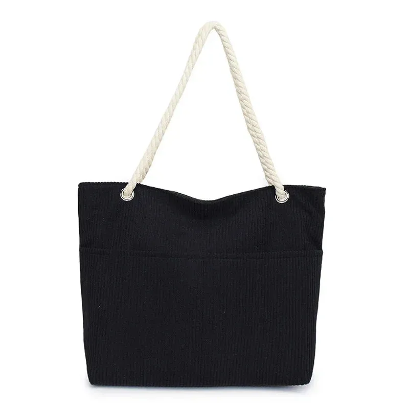 🌟 Cuddly Corduroy Tote 💖 - Trendy & Soft Women's Shoulder Bag with Zipper for Everyday Adventures! 👜✨