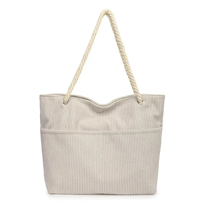 🌟 Cuddly Corduroy Tote 💖 - Trendy & Soft Women's Shoulder Bag with Zipper for Everyday Adventures! 👜✨