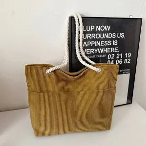 🌟 Cuddly Corduroy Tote 💖 - Trendy & Soft Women's Shoulder Bag with Zipper for Everyday Adventures! 👜✨