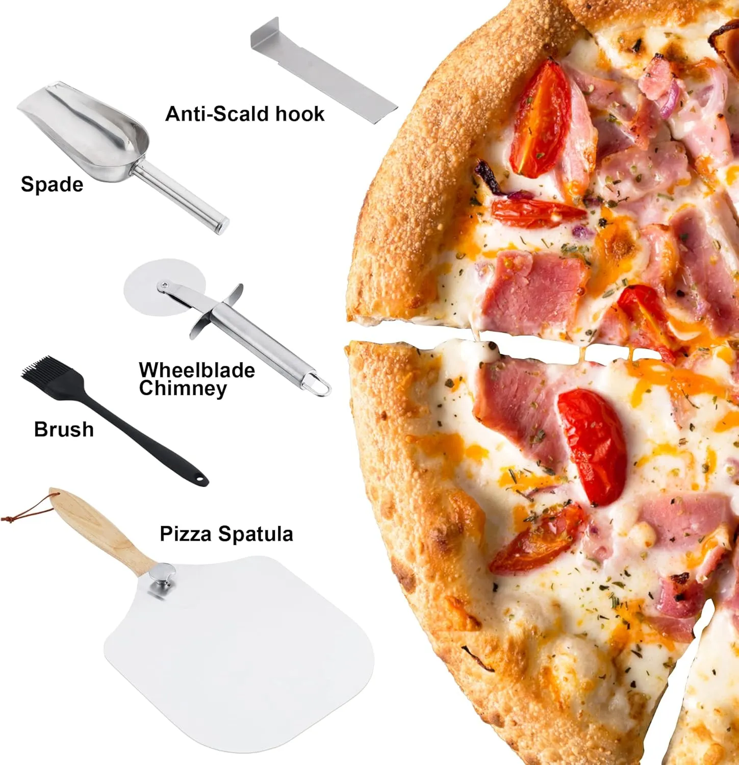 12" Portable Wood Pellet Pizza Oven With Rotating Function - Black