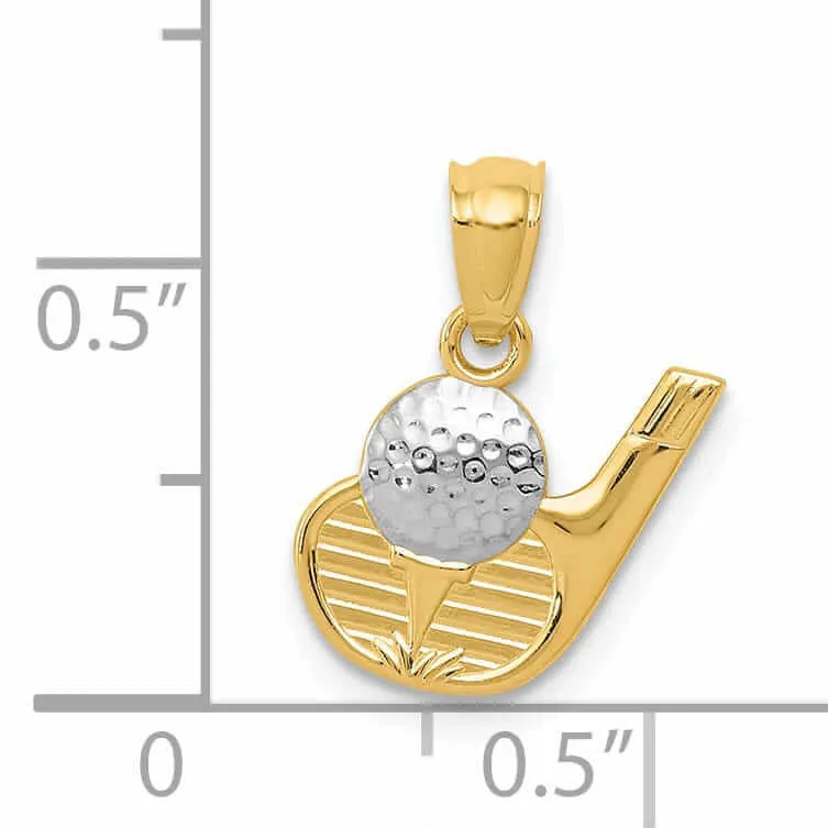 14 Two Tone Gold Golf Ball Tee Club Ball Charm