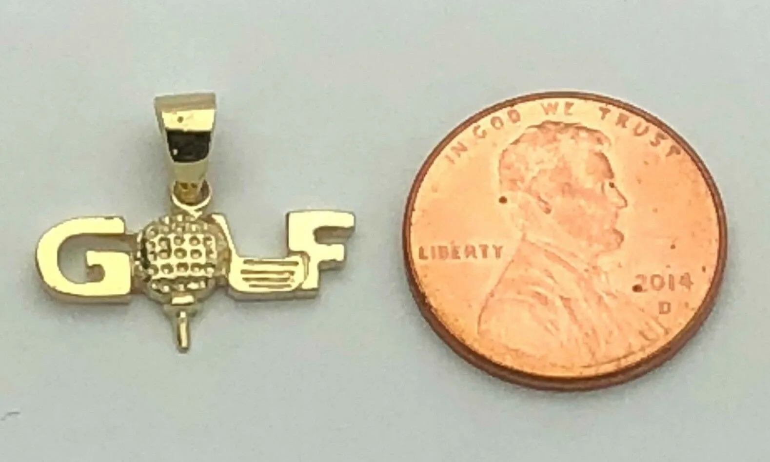 14k Yellow White or Rose Gold Solid Golf Ball Golf Charm Pendant 1.2 grams