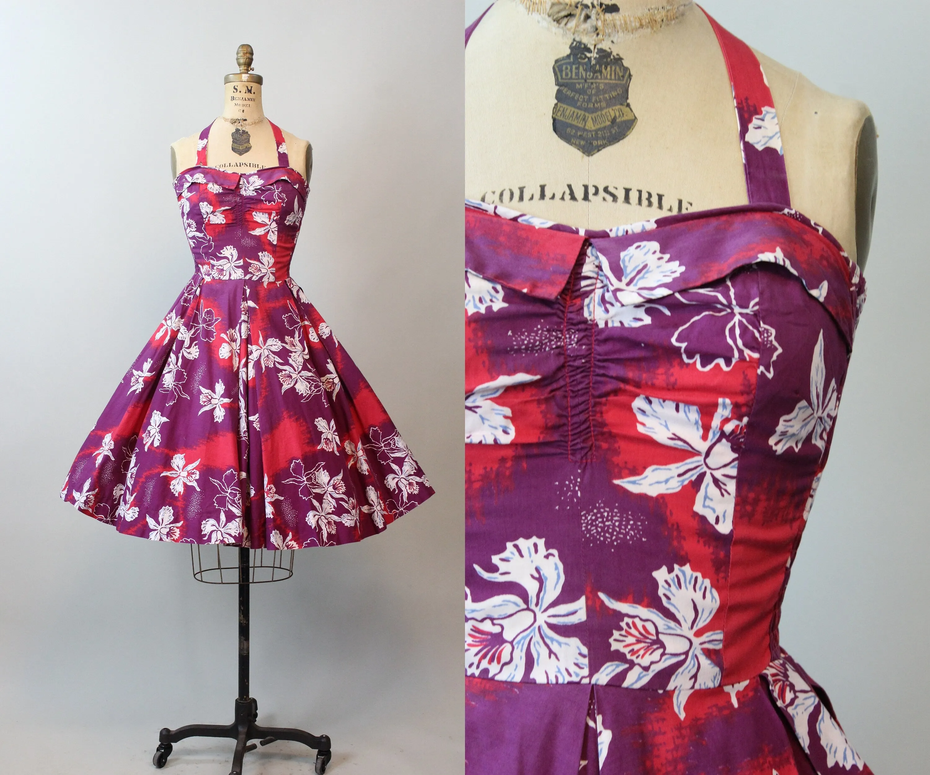 1950s HAWAIIAN strapless HALTER dress xs | new spring