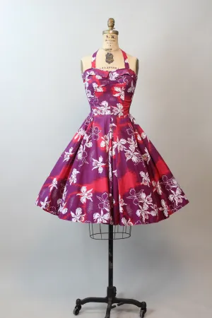 1950s HAWAIIAN strapless HALTER dress xs | new spring