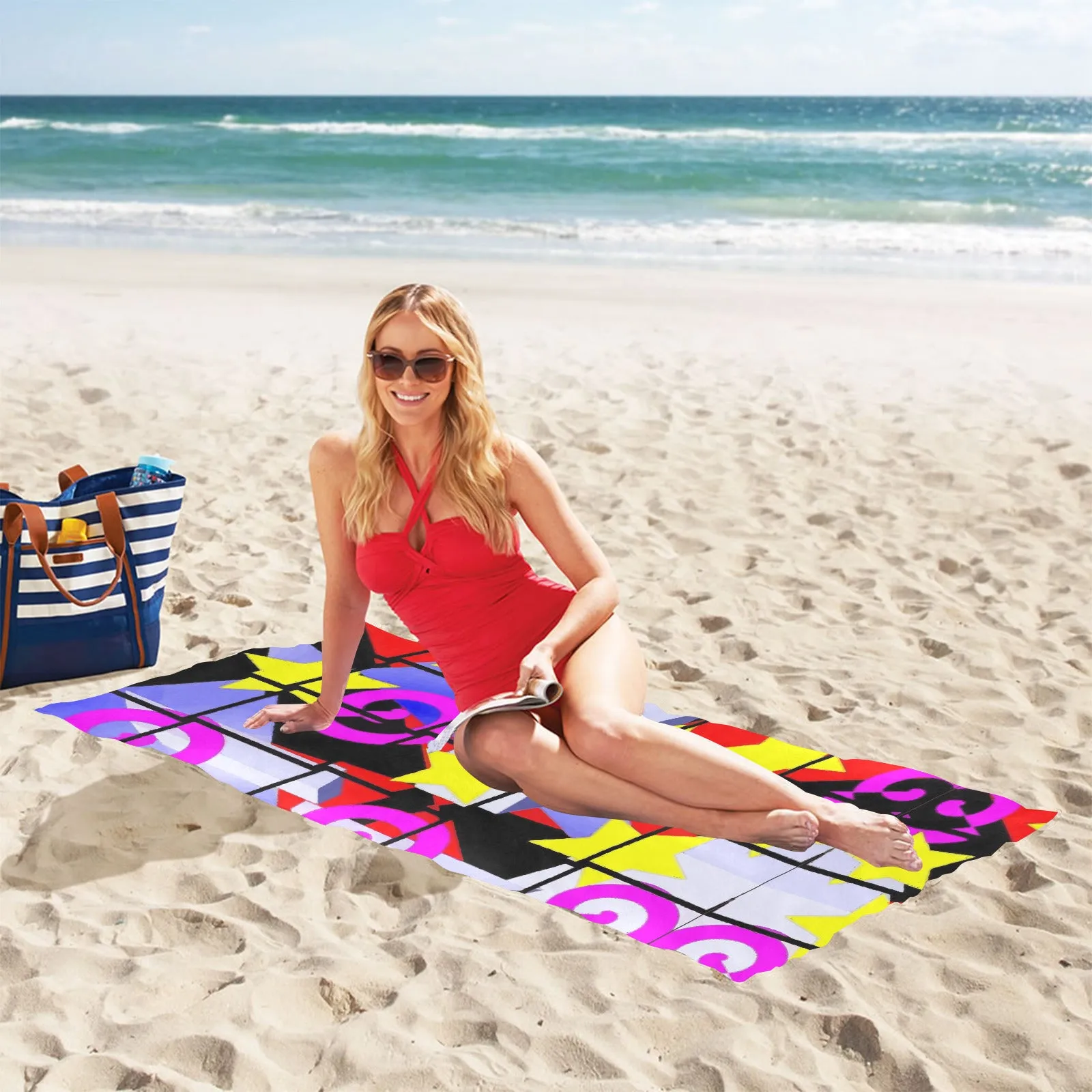 1980's Abstract Design Beach Towel - 30"x 60" (Made in USA)