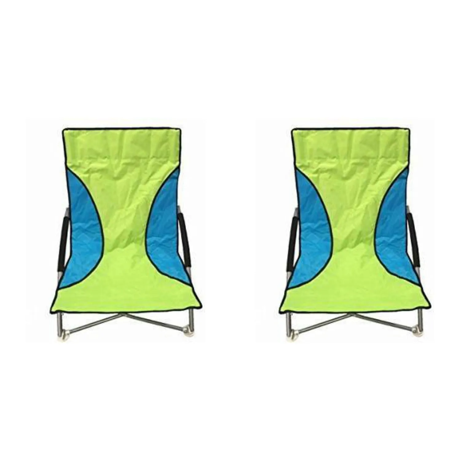 2 Green Nalu Folding Low Seat Beach Chairs