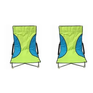 2 Green Nalu Folding Low Seat Beach Chairs