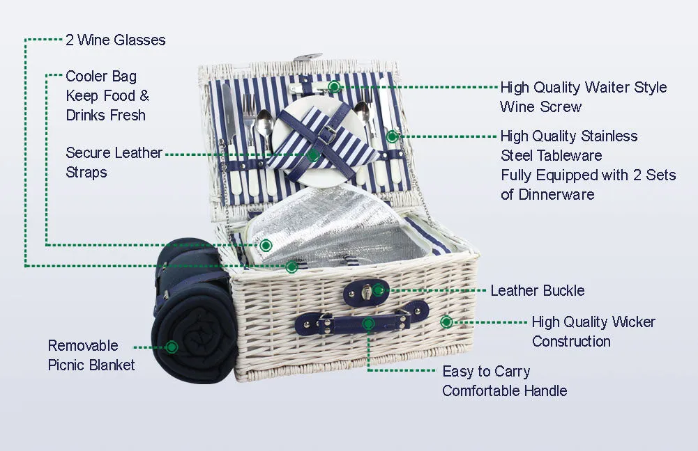 2 Person Picnic Basket White
