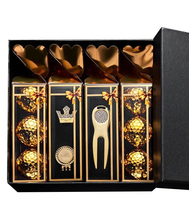 3 Golden Balls x 2   Crown Ball Marker   Divot Repair Tool
