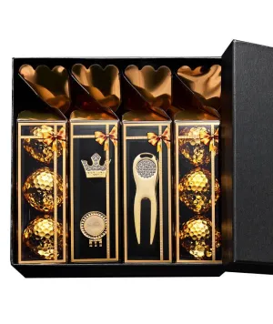 3 Golden Balls x 2   Crown Ball Marker   Divot Repair Tool