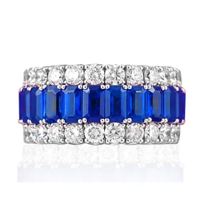 3-Row Octagonal Sapphires and Diamond Xpandable™ Ring