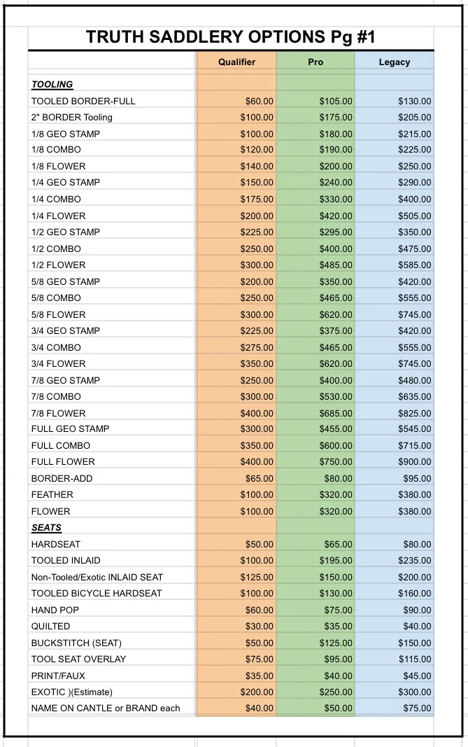 $500 DOWN - Custom Saddle Payment Option