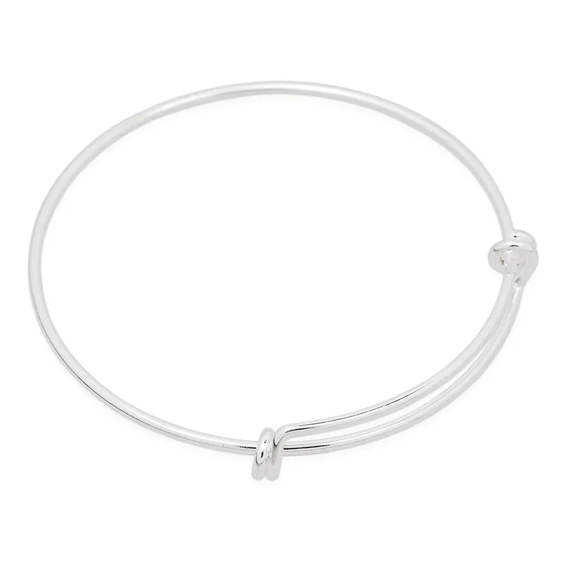 58mm Silver Plated Diameter Expandable Bracelet Wire, Adjustable Alex and Ani Charm Bracelet Bangle,Thickness 1.5mm Brass Ring,5pcs/lot