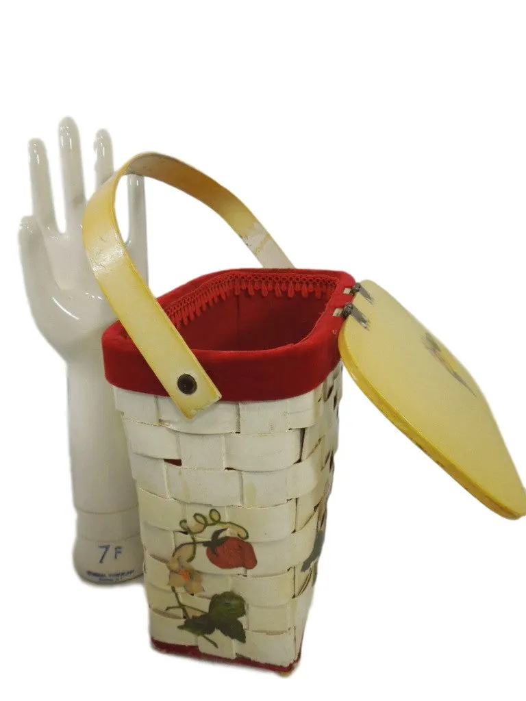 70s Decoupage Picnic Basket Purse
