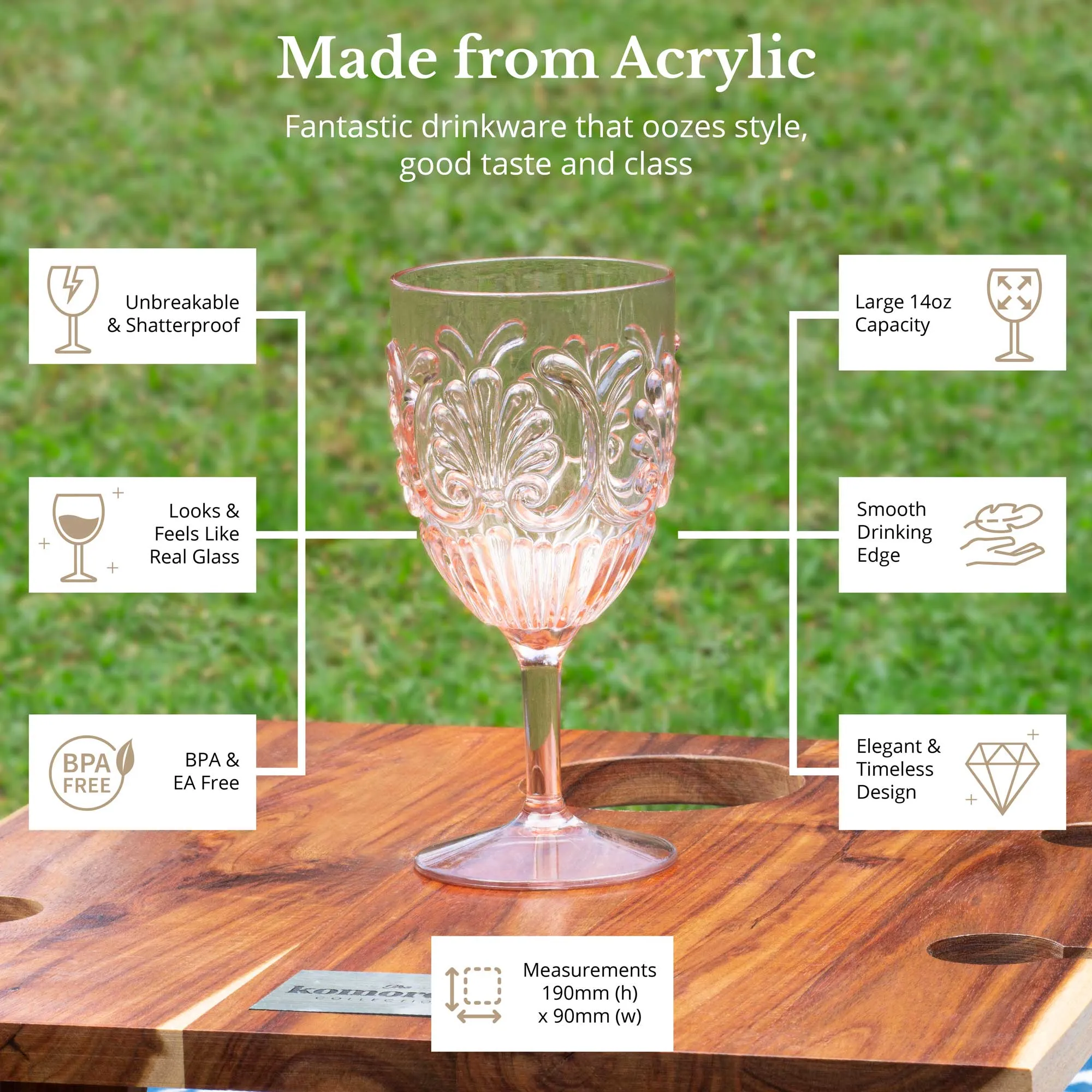 Acrylic Wine Glasses (Set of 4) - Pale Pink