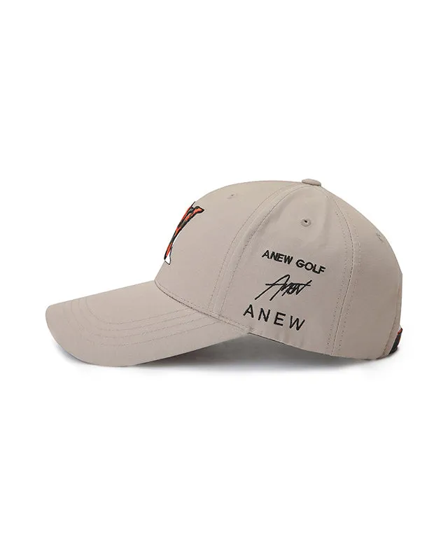 ANEW Golf: Logo Pattern Embroidery Ball Cap - Beige