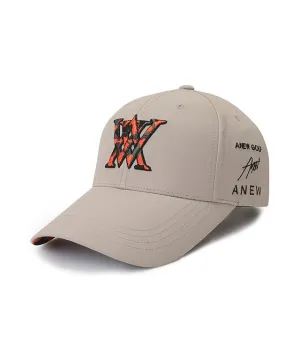 ANEW Golf: Logo Pattern Embroidery Ball Cap - Beige