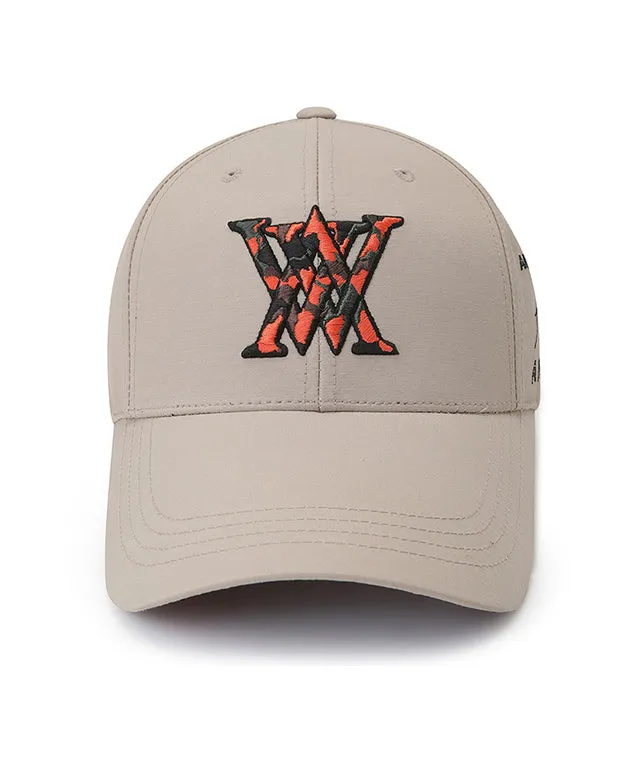 ANEW Golf: Logo Pattern Embroidery Ball Cap - Beige