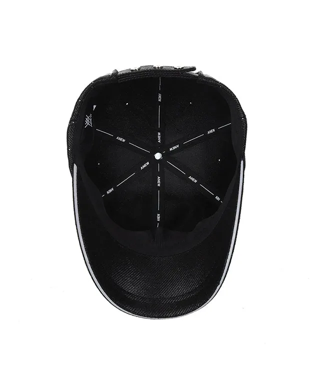 ANEW Golf Monogram Wide Ball Cap - Black