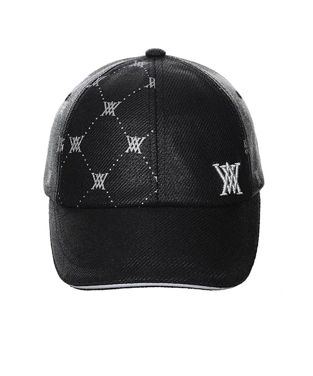 ANEW Golf Monogram Wide Ball Cap - Black
