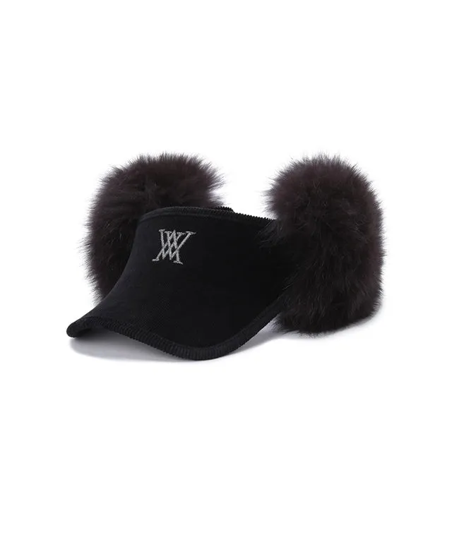ANEW Golf: Women's Real Fur Snow Winter Visor - Black