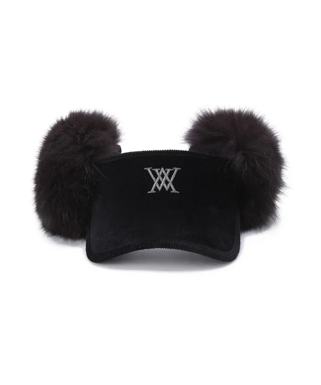 ANEW Golf: Women's Real Fur Snow Winter Visor - Black
