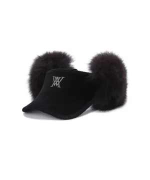 ANEW Golf: Women's Real Fur Snow Winter Visor - Black