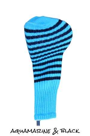 Aquamarine and Black Club Sock Golf Headcover