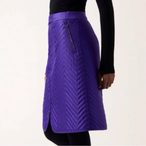 Athleta Womens Apres Ski Skirt Size 0 Two Way Zip Quilted Insulated Nylon Midi