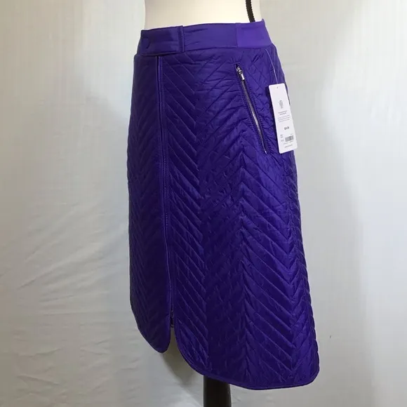 Athleta Womens Apres Ski Skirt Size 0 Two Way Zip Quilted Insulated Nylon Midi