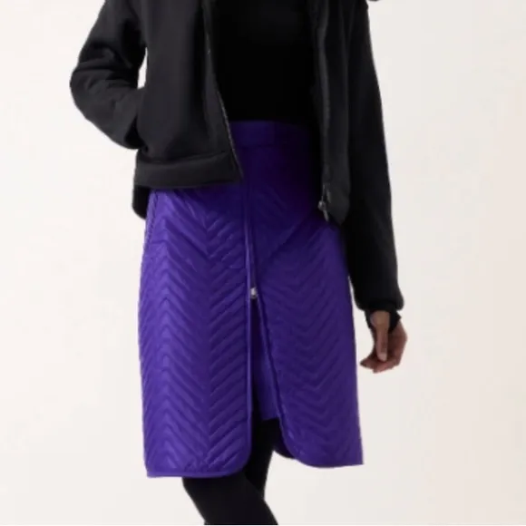 Athleta Womens Apres Ski Skirt Size 0 Two Way Zip Quilted Insulated Nylon Midi