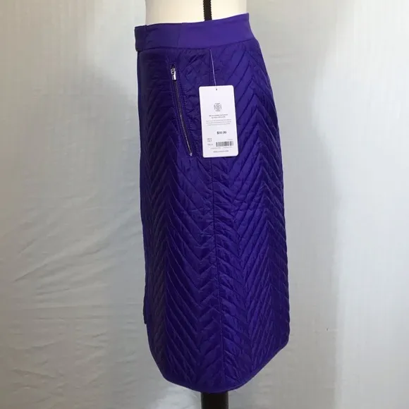 Athleta Womens Apres Ski Skirt Size 0 Two Way Zip Quilted Insulated Nylon Midi