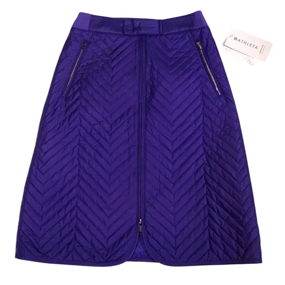 Athleta Womens Apres Ski Skirt Size 0 Two Way Zip Quilted Insulated Nylon Midi