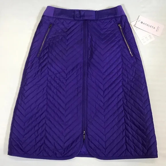 Athleta Womens Apres Ski Skirt Size 0 Two Way Zip Quilted Insulated Nylon Midi