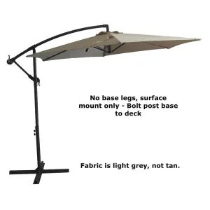 Backyard Creations® 10' Offset Patio Umbrella, No base legs, surface mount only - Bolt post base to deck