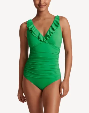 Beach Club Solids Ruffle Underwire One Piece