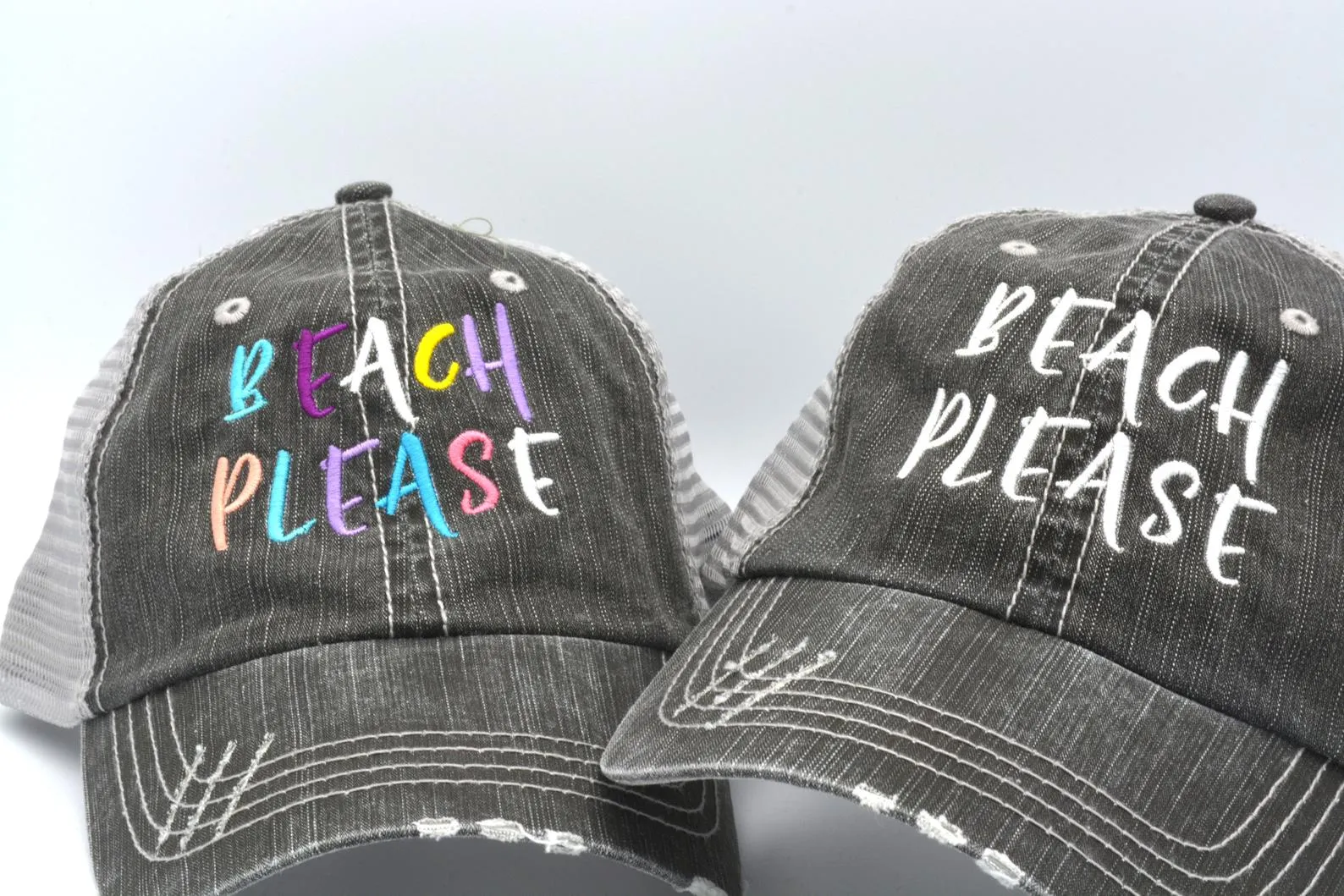 Beach Please Trucker Hat (Hand-Write Font)