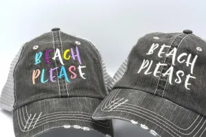 Beach Please Trucker Hat (Hand-Write Font)