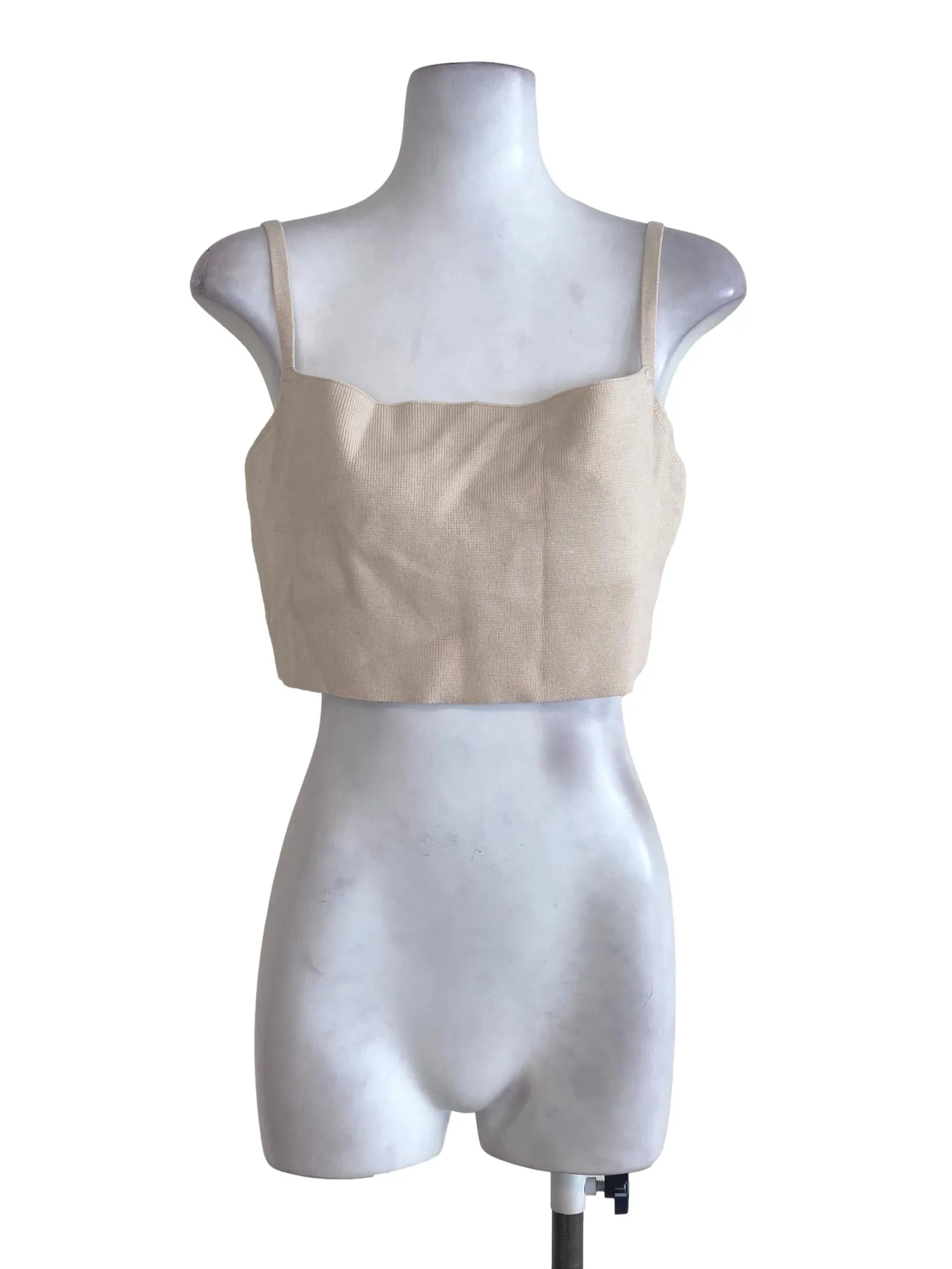 Beige Knitted Crop Top LB