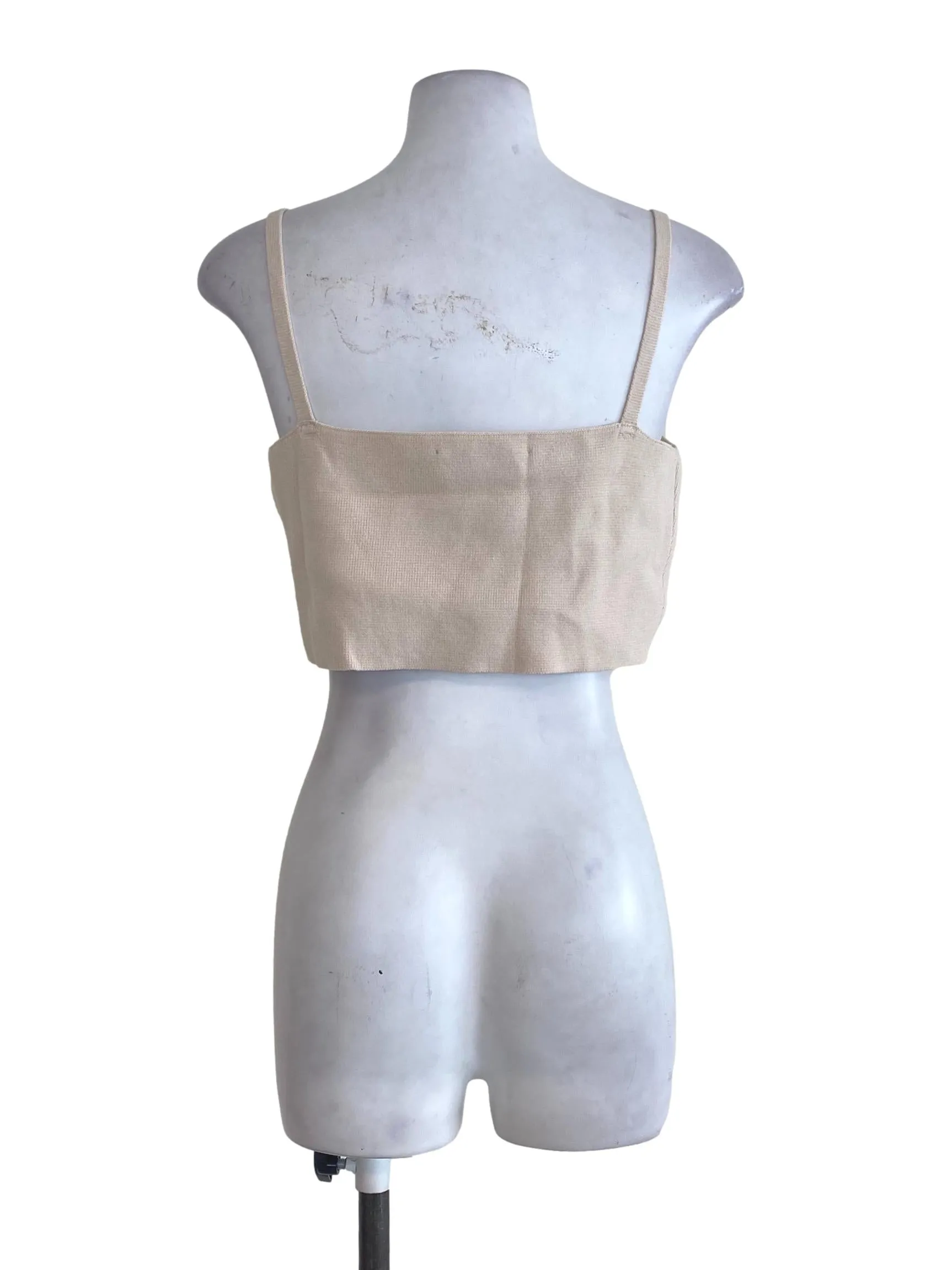 Beige Knitted Crop Top LB
