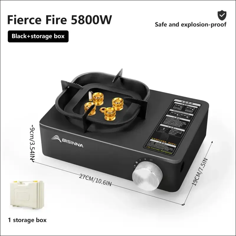 Bisinna camping gas stove 5800w high firepower outdoor portable cassette burner for picnic hiking