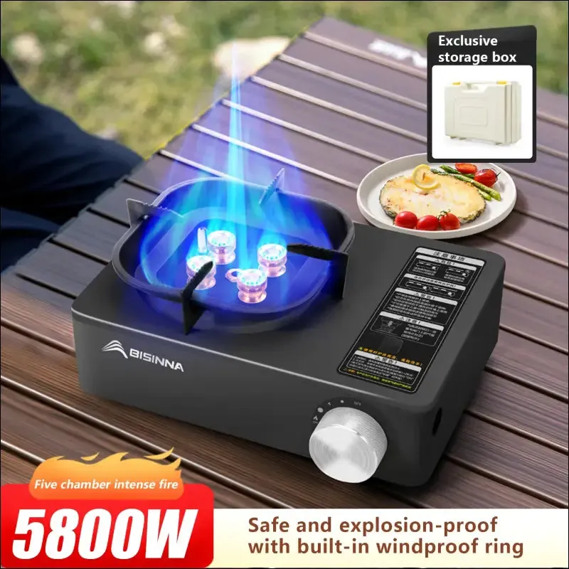 Bisinna camping gas stove 5800w high firepower outdoor portable cassette burner for picnic hiking