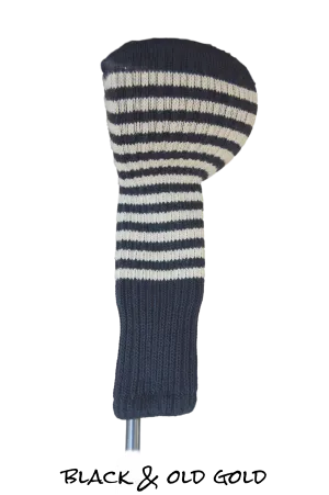 Black and Old Gold Club Sock Golf Headcover