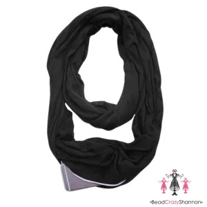 Black Hidden Pocket Infinity Scarf