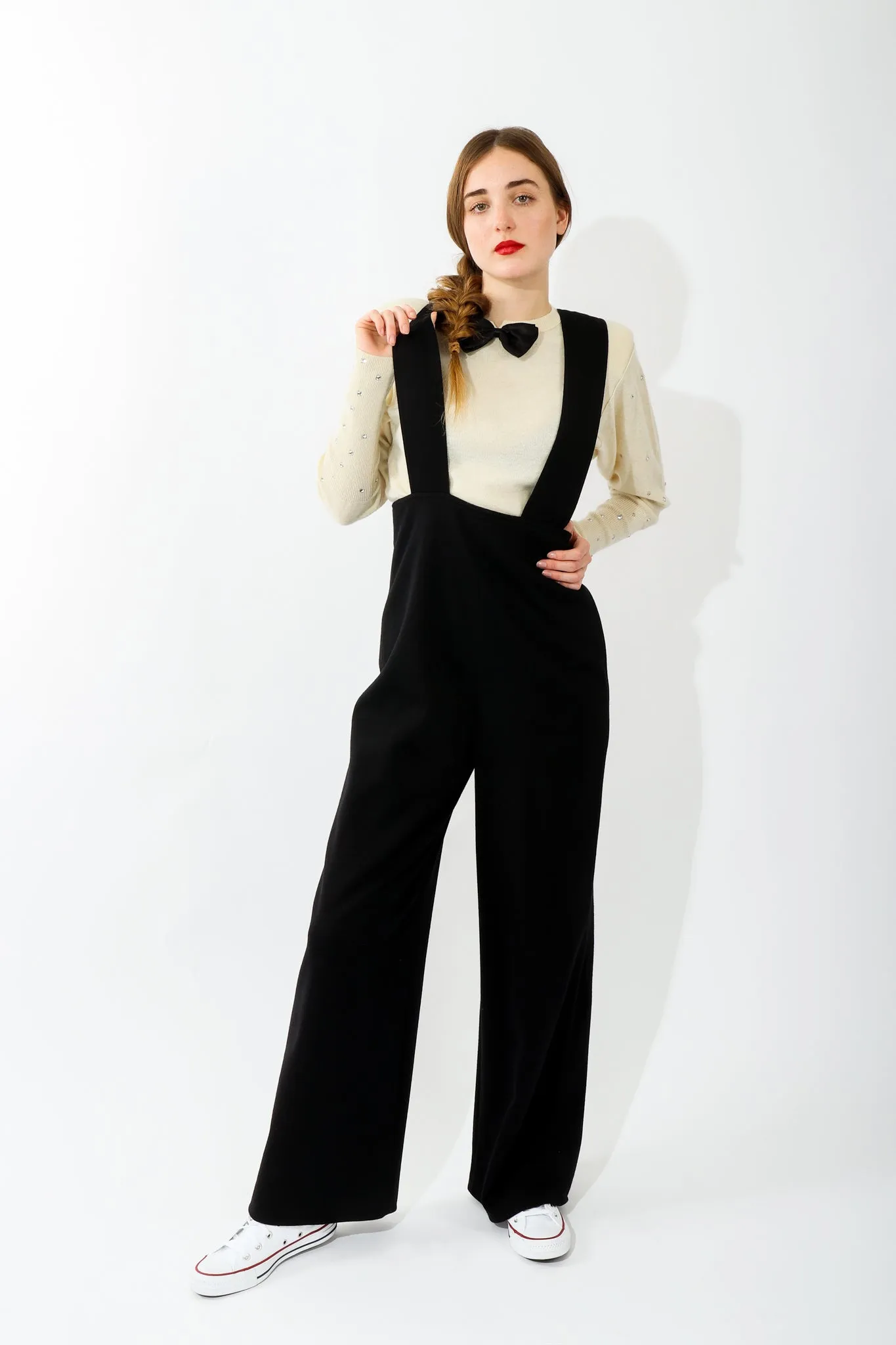 Black Knit Suspender Pant