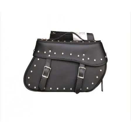Black Large PVC Studded Throw Over Saddle Bag