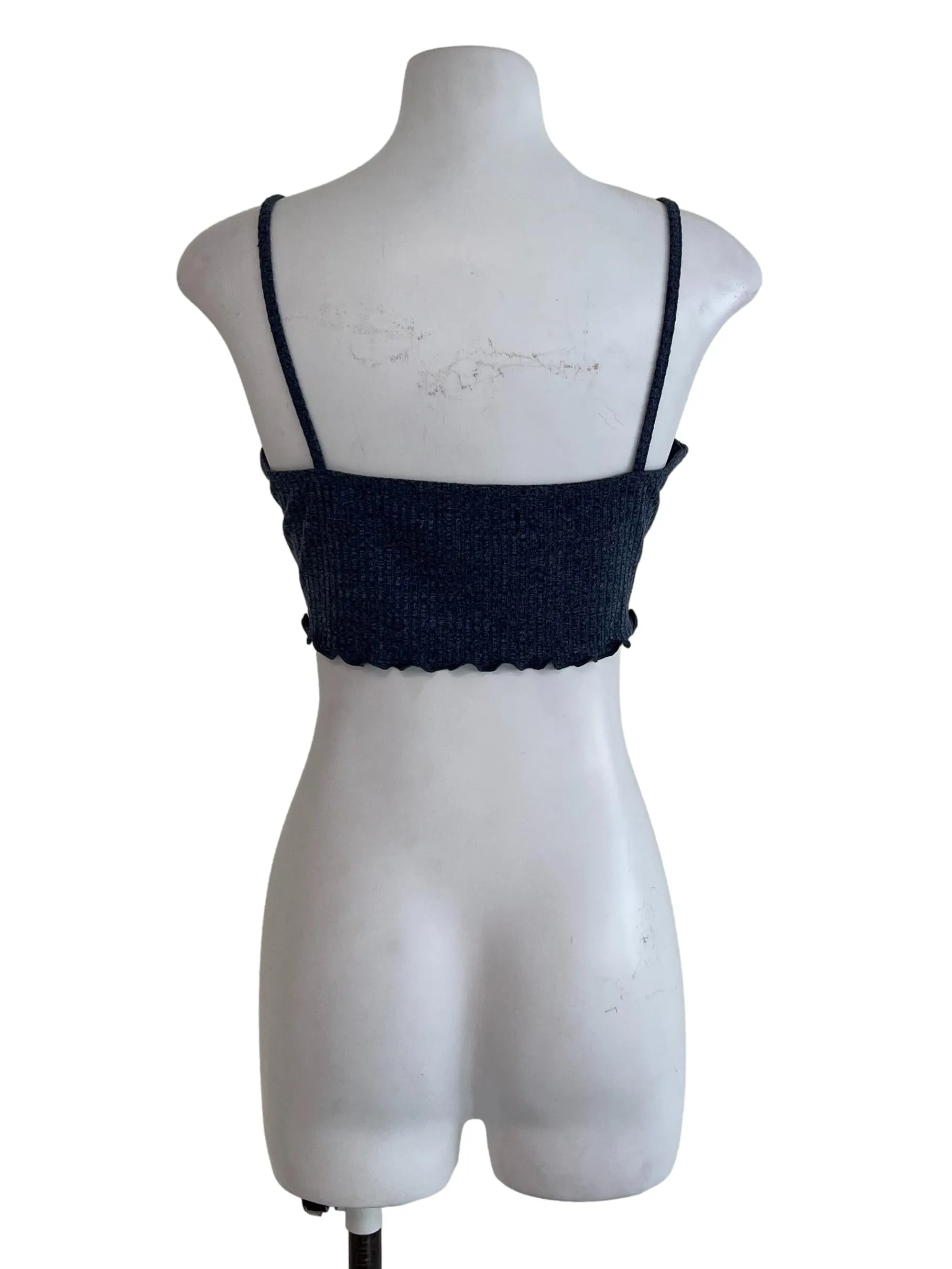Blue Lined Knit Crop Top