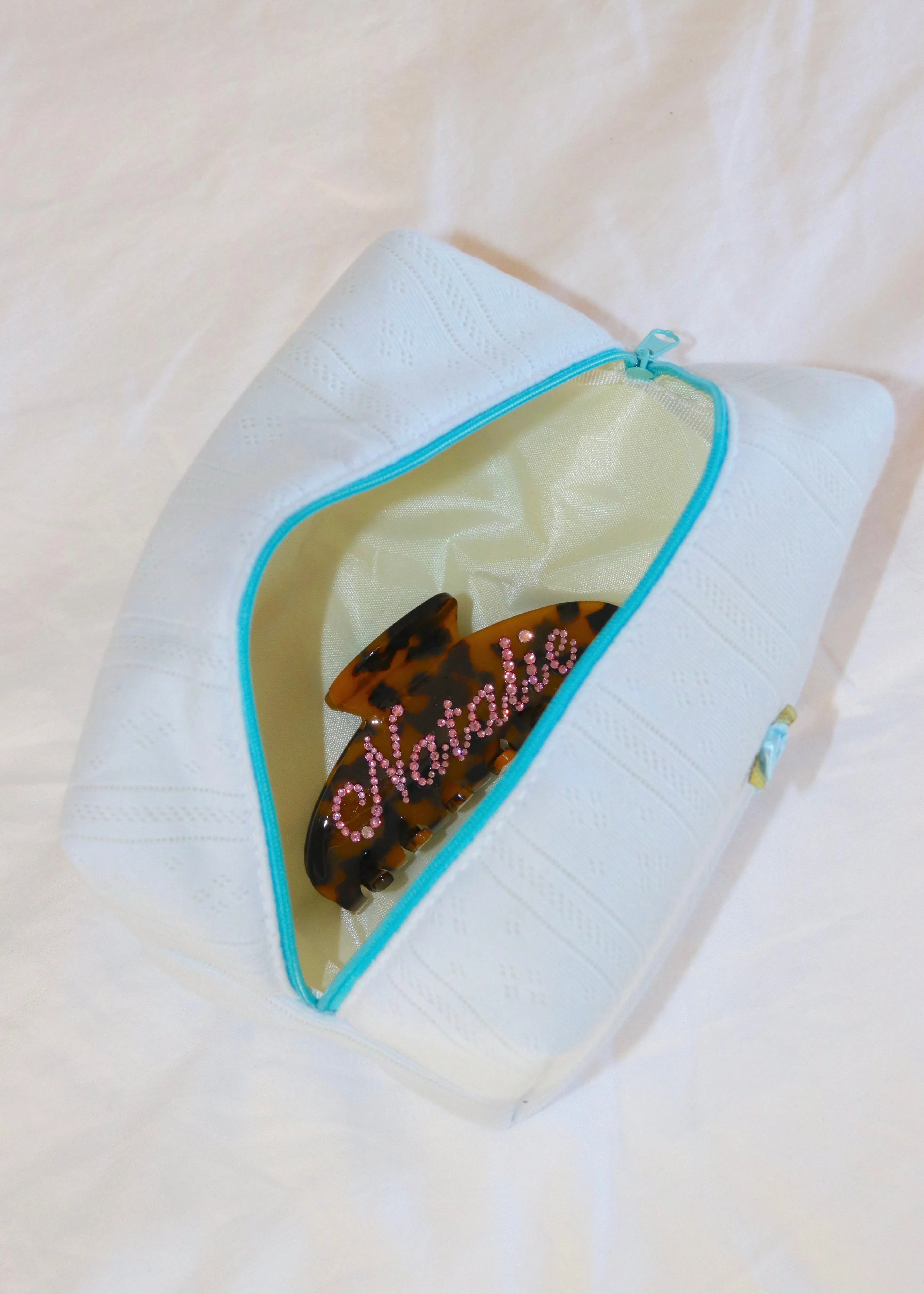 Blue Pointelle Makeup Bag