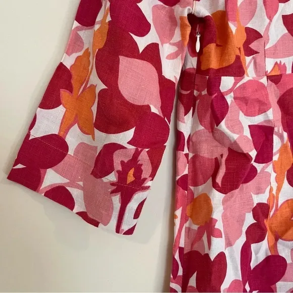 BODEN Pink 100% Linen Tropical Floral Print Tunic Dress